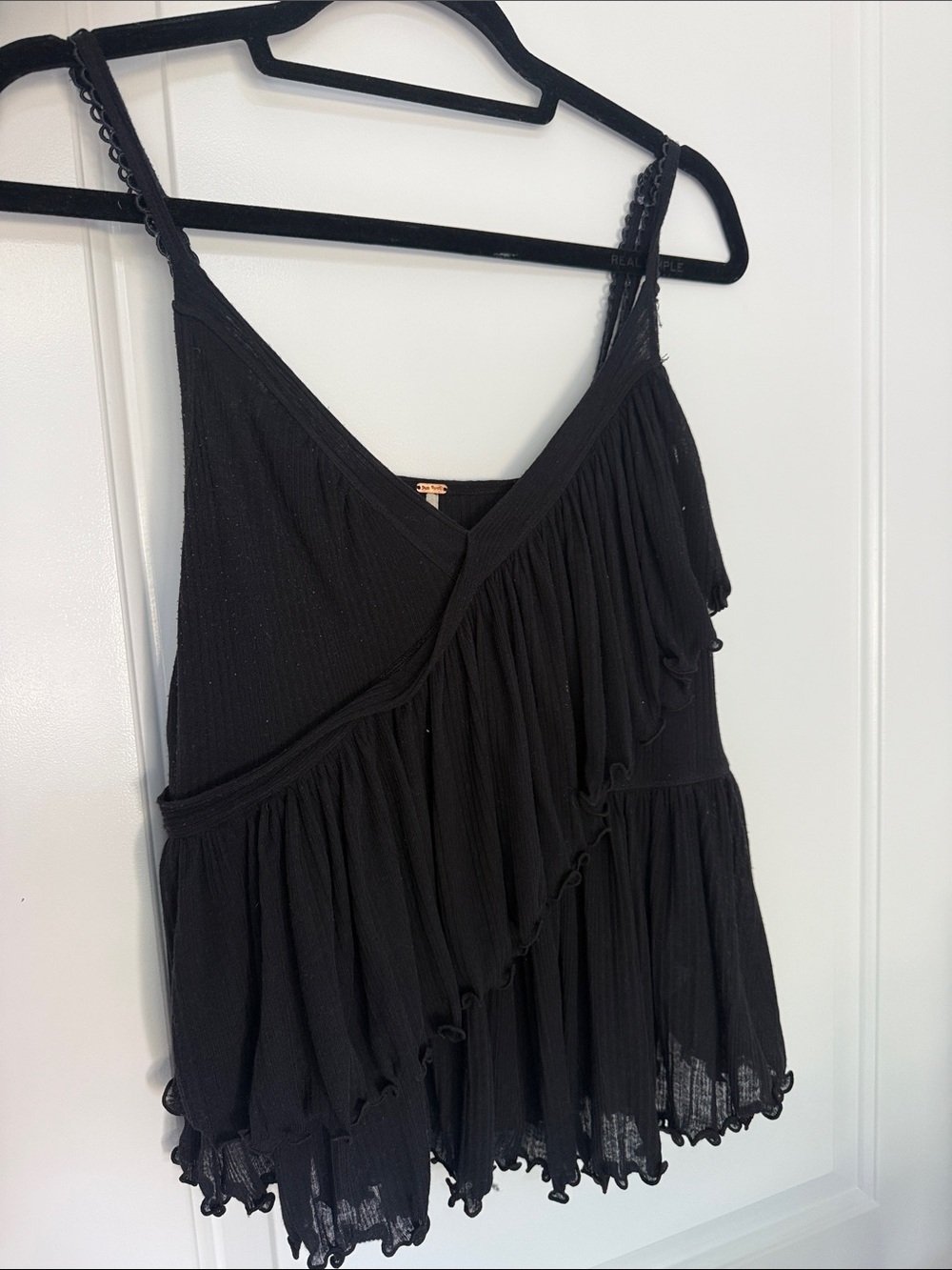 Free People Black Ruffled Tank Top - Picture 2 of 3